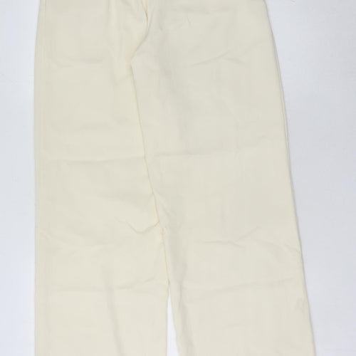 Zara Women Ivory Trousers, Size 8, Wide-Leg, Elegant Style