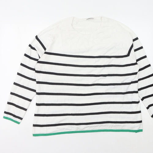 Beloved Woman White Striped Pullover Jumper 2XL