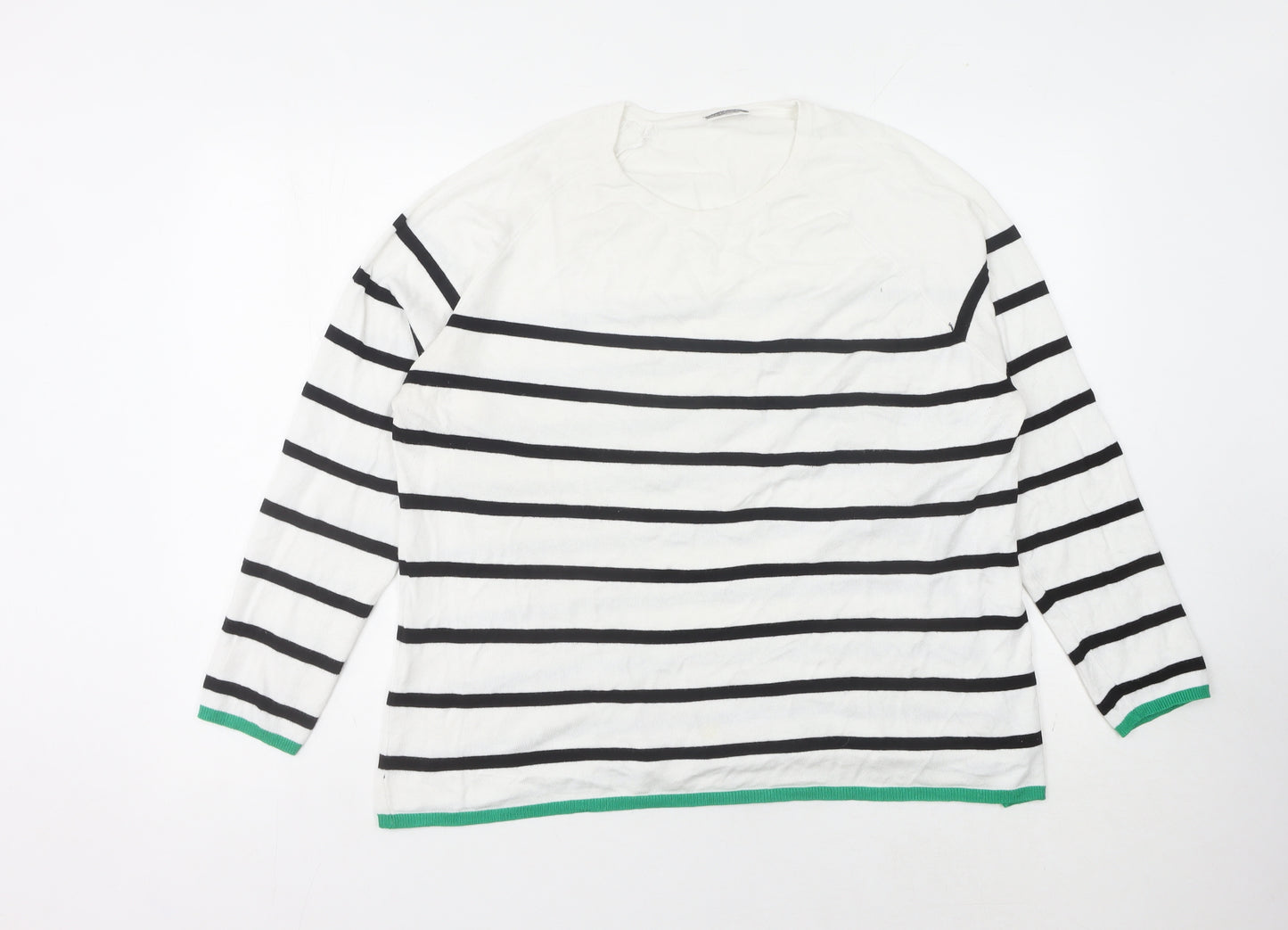 Beloved Woman White Striped Pullover Jumper 2XL