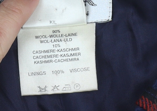 Jaeger Women's Blue Plaid Midi Wool Skirt Size 10