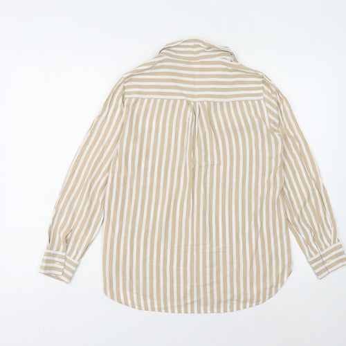 Gap Women's Beige Striped Button-Up Shirt XS