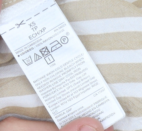 Gap Women's Beige Striped Button-Up Shirt XS