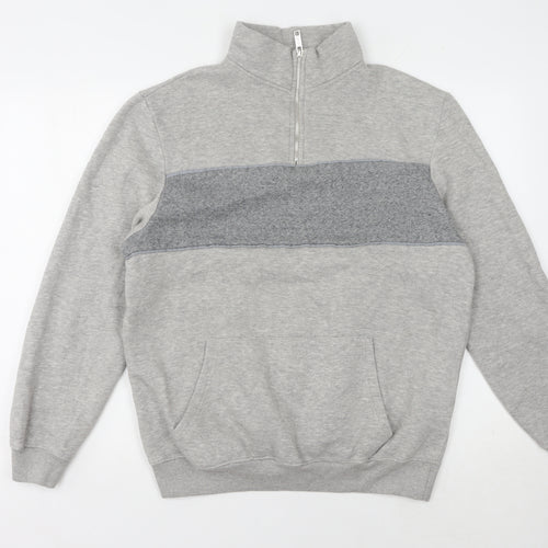 boohooMAN Men's Grey 1/4 Zip Sweatshirt Size L