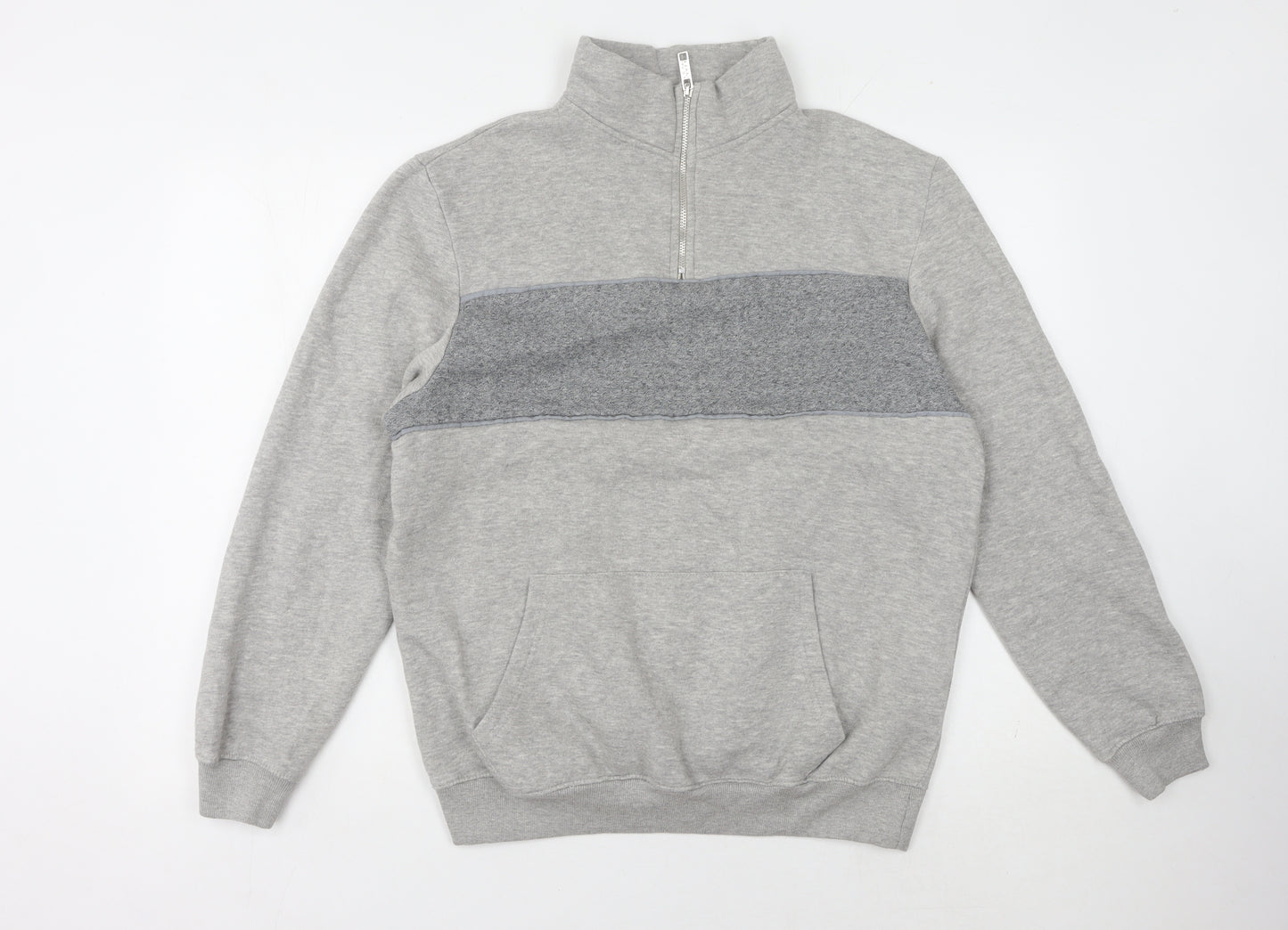 boohooMAN Men's Grey 1/4 Zip Sweatshirt Size L