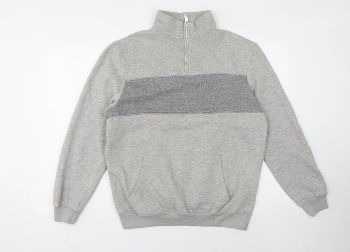boohooMAN Men's Grey 1/4 Zip Sweatshirt Size L