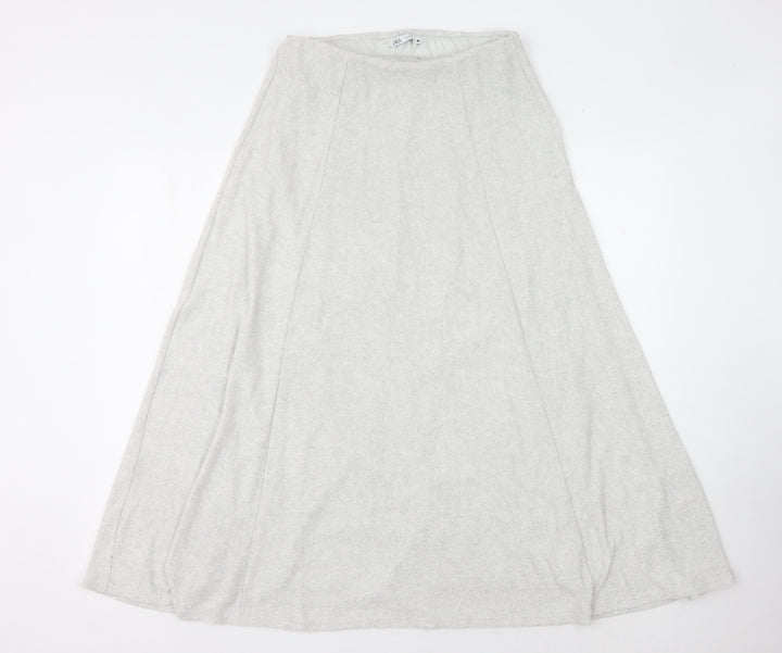 Zara Women's White Skirt Size 12 Polyester Cotton