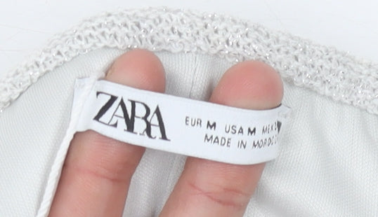 Zara Women's White Skirt Size 12 Polyester Cotton