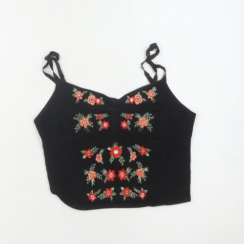 New Look Women’s Black Embroidered Camisole Tank - Size 8