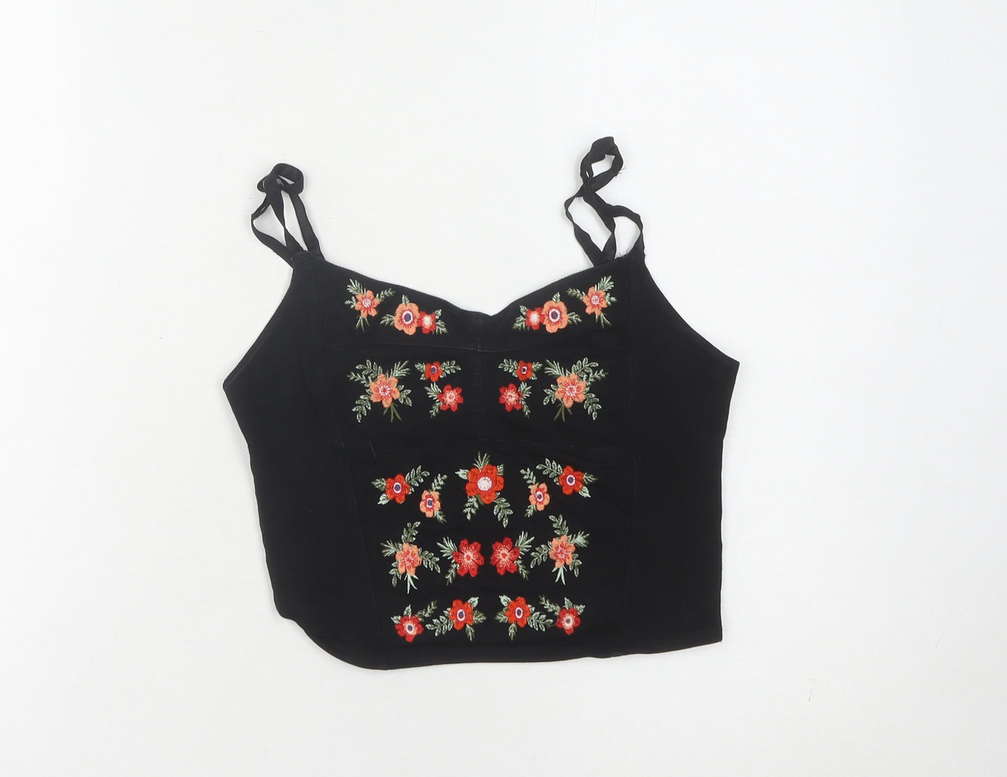 New Look Women’s Black Embroidered Camisole Tank - Size 8