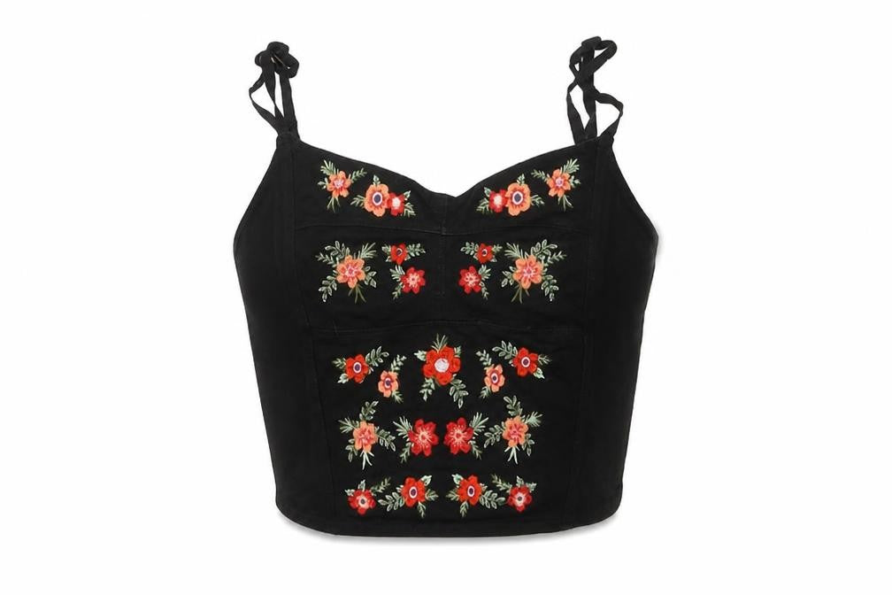 New Look Women’s Black Embroidered Camisole Tank - Size 8