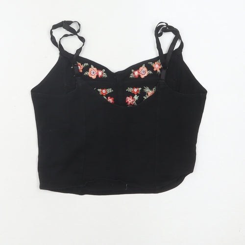 New Look Women’s Black Embroidered Camisole Tank - Size 8