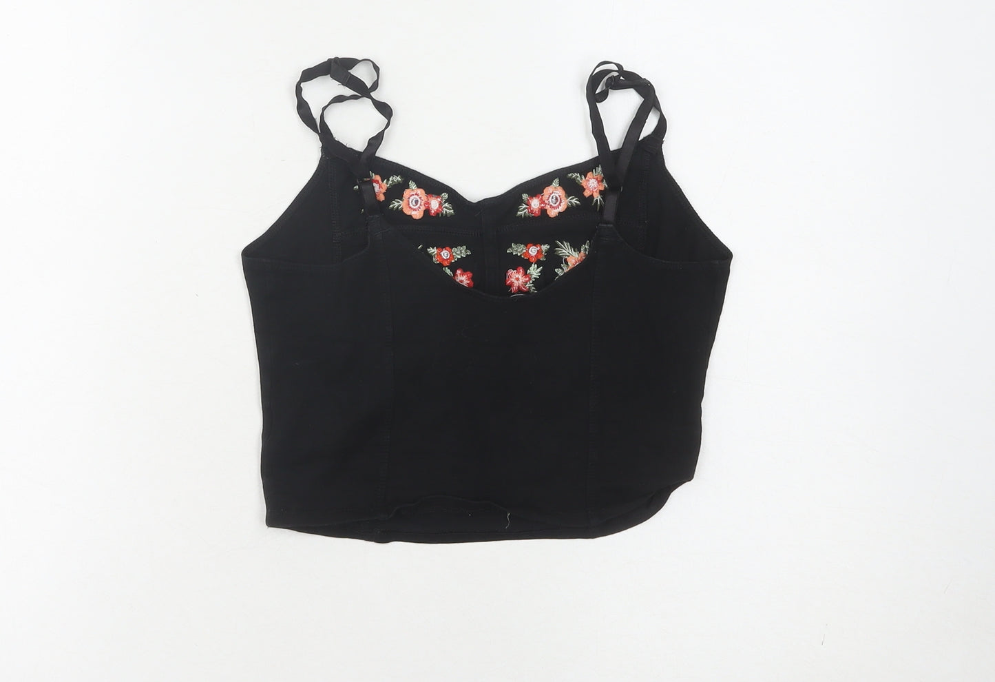 New Look Women’s Black Embroidered Camisole Tank - Size 8