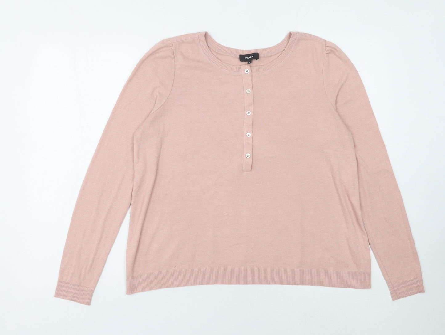 ME+EM Pink Cotton Blend Henley Jumper Size 8