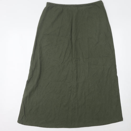 Marks and Spencer Women's Green Linen Skirt, Size 14