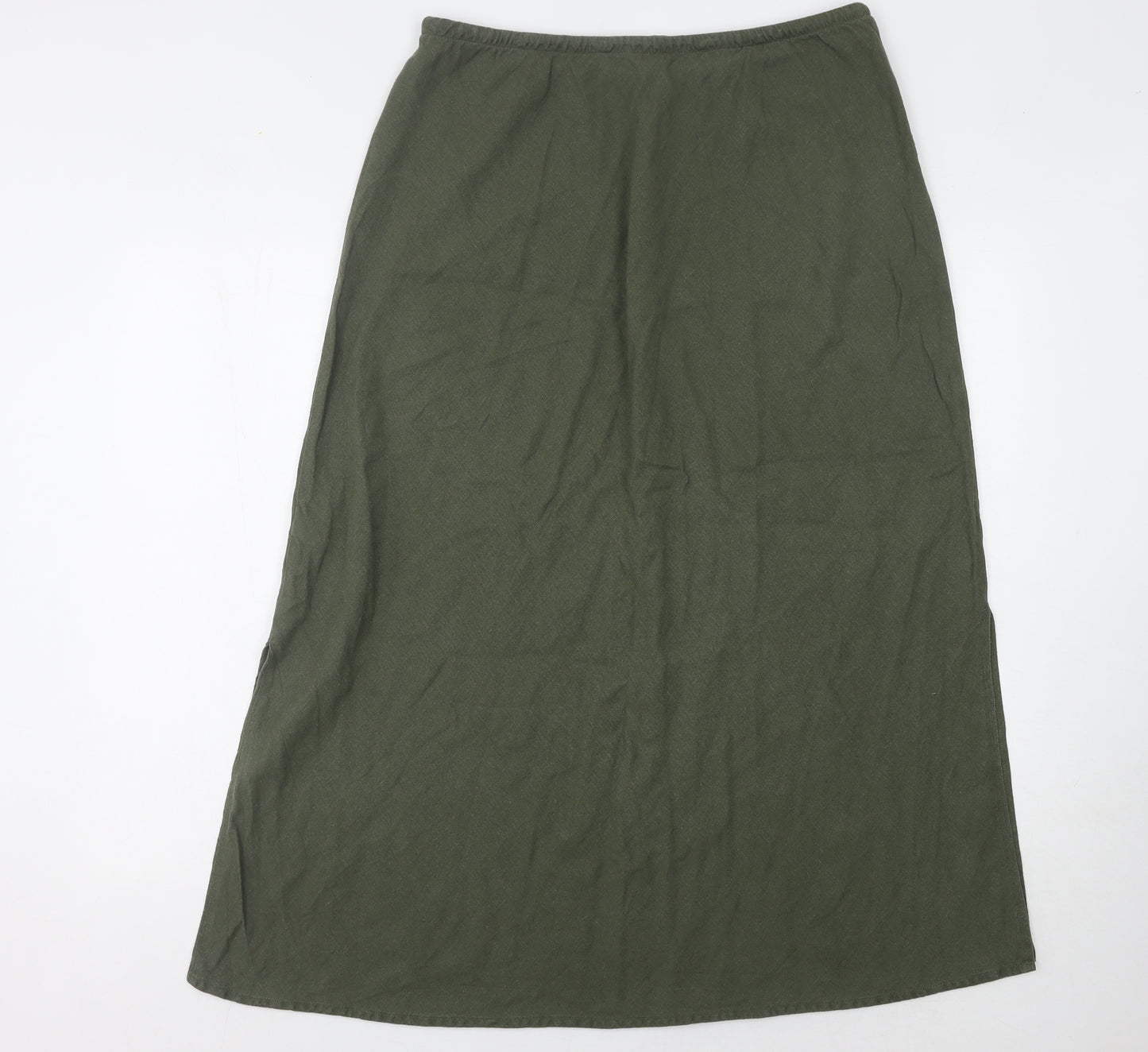 Marks and Spencer Women's Green Linen Skirt, Size 14
