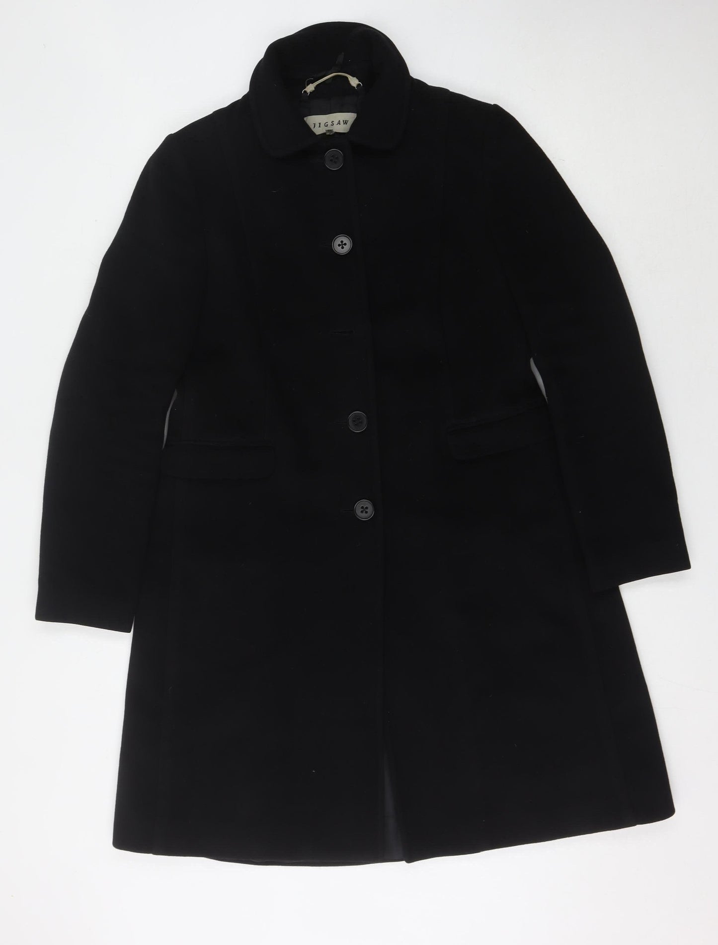 Jigsaw Women's Black Wool Cashmere Overcoat Size 14