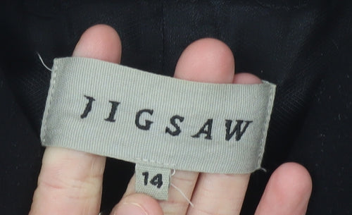 Jigsaw Women's Black Wool Cashmere Overcoat Size 14