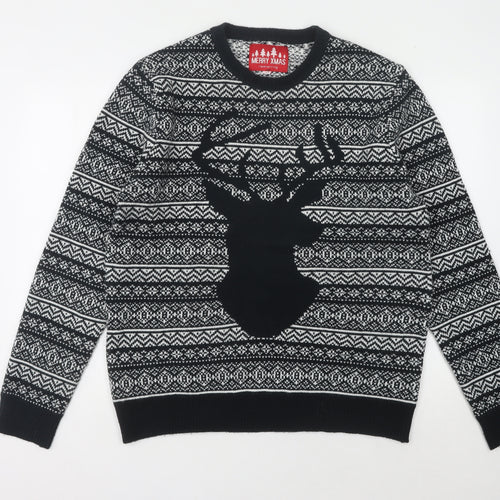 Red Herring Men's Black L Pullover Xmas Jumper