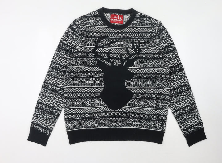 Red Herring Men's Black L Pullover Xmas Jumper