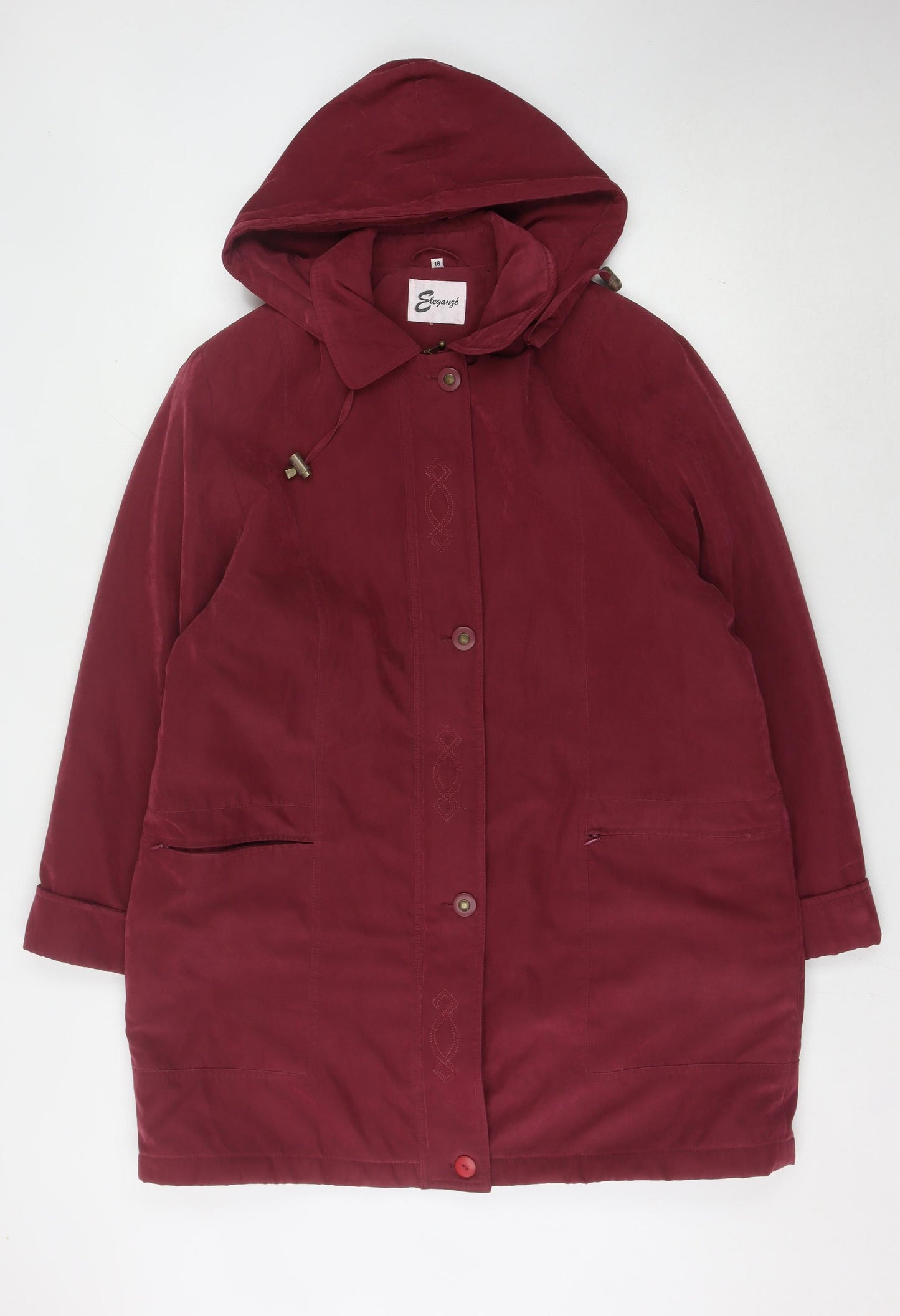 Eleganze Women's Red Parka Coat Size 18