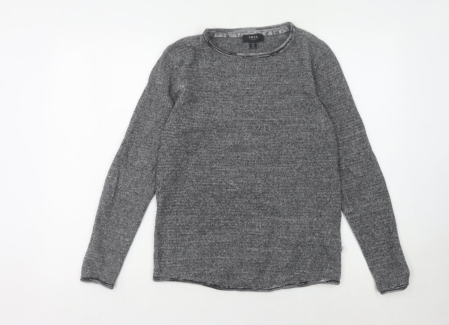 SMOG Men's Grey Slim Fit Pullover Jumper XS