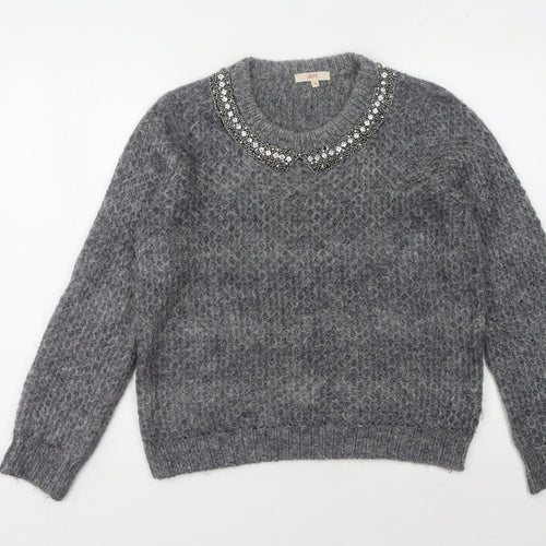JEFF Women's Grey Jewel Pullover Jumper Size 10
