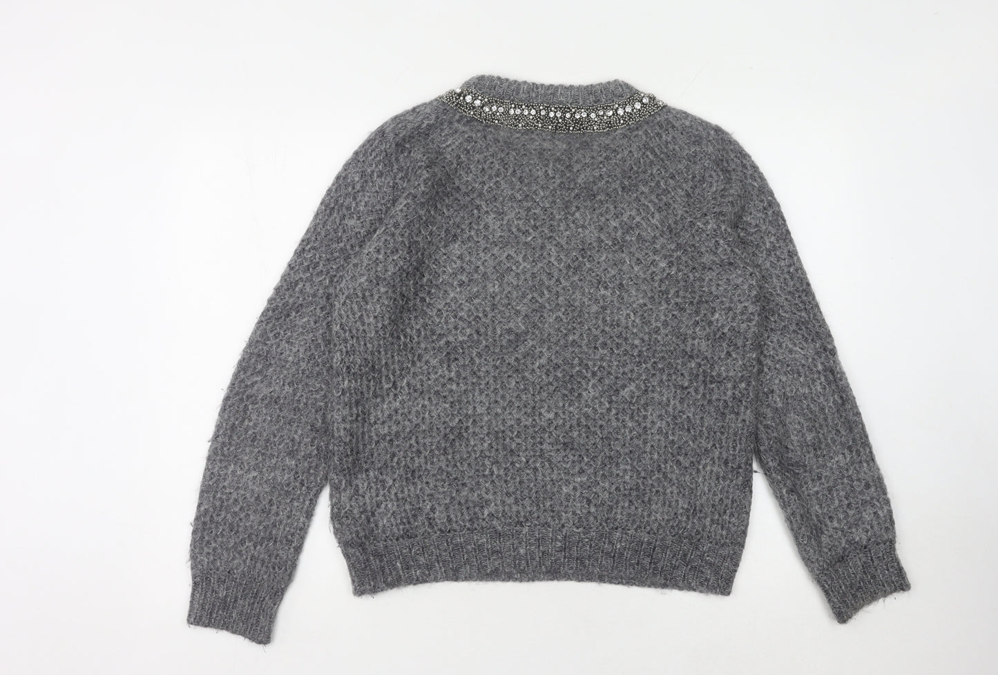 JEFF Women's Grey Jewel Pullover Jumper Size 10