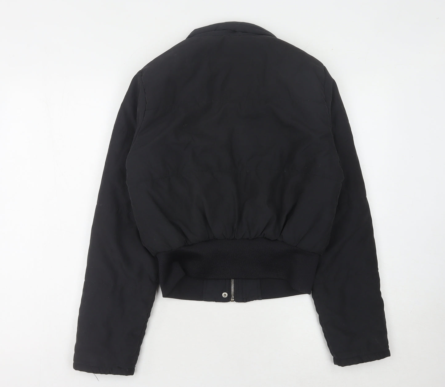 PrettyLittleThing Women's Black Bomber Jacket Size 8