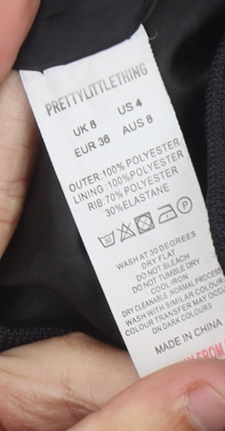 PrettyLittleThing Women's Black Bomber Jacket Size 8