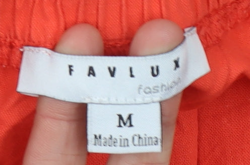 Favlux Women's Orange A-Line Dress, Size M, V-Neck Summer Style