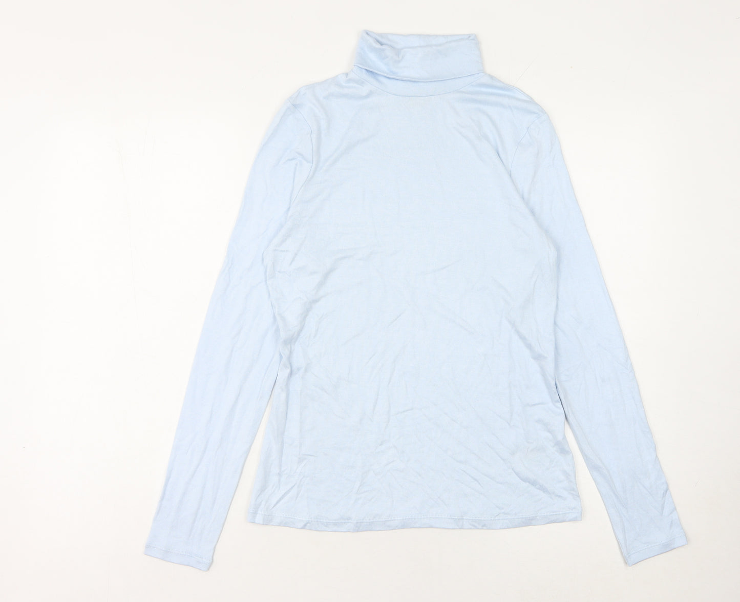 Marks and Spencer Women's Blue Roll Neck Jumper Size 12