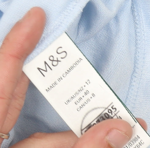 Marks and Spencer Women's Blue Roll Neck Jumper Size 12