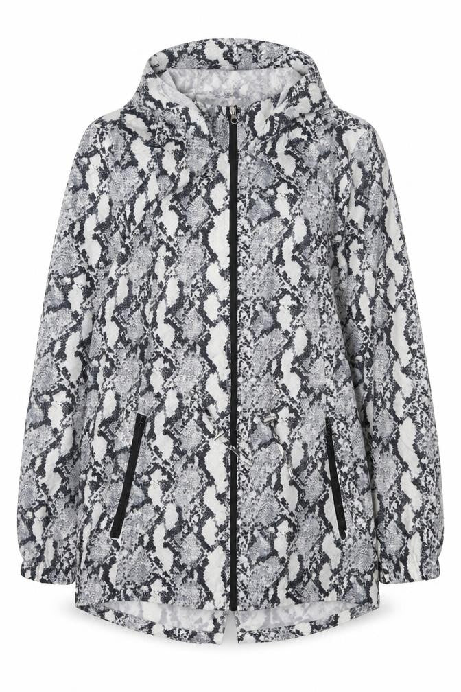 Front view of d.e.t.a.i.l.s Women's Animal Print Windbreaker Jacket M