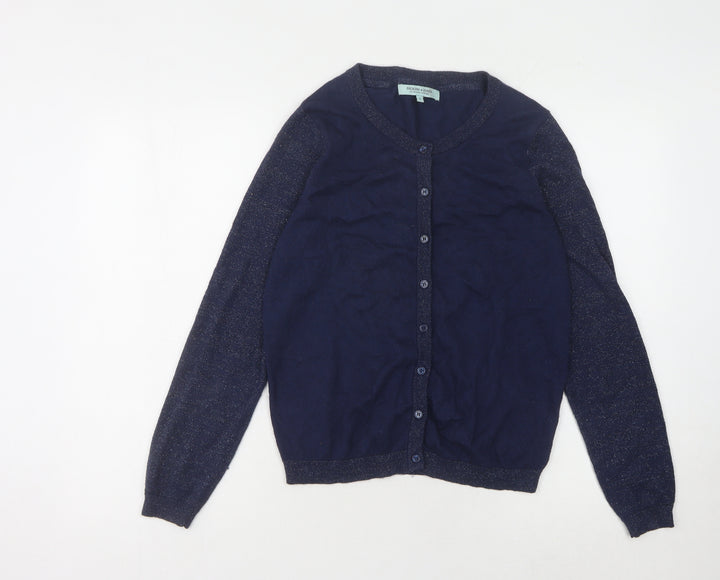 Dickins & Jones Women's Blue Cardigan, Size S, Crew Neck