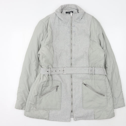 Peacocks Women's Grey Belted Jacket Size 18