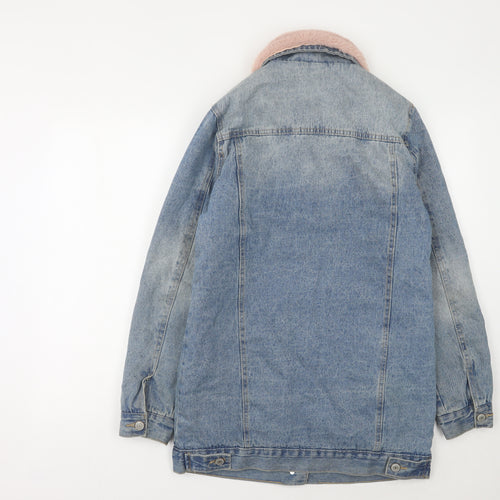 Denim Co. Women's Blue Faux Fur Collar Denim Jacket Size 8