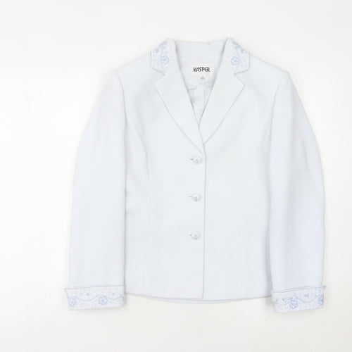 Kasper Women's White Blazer, Size 4, Regular Fit, Notch Lapel