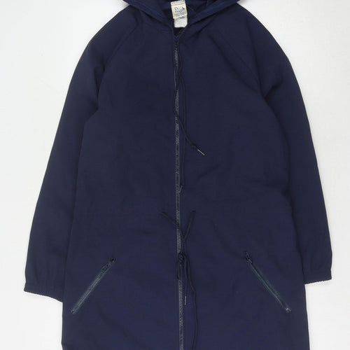 Women's Blue Parka Jacket Size S Casual Hooded