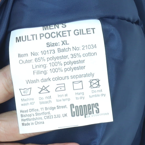 Coopers Men's Blue XL Waistcoat with Pockets