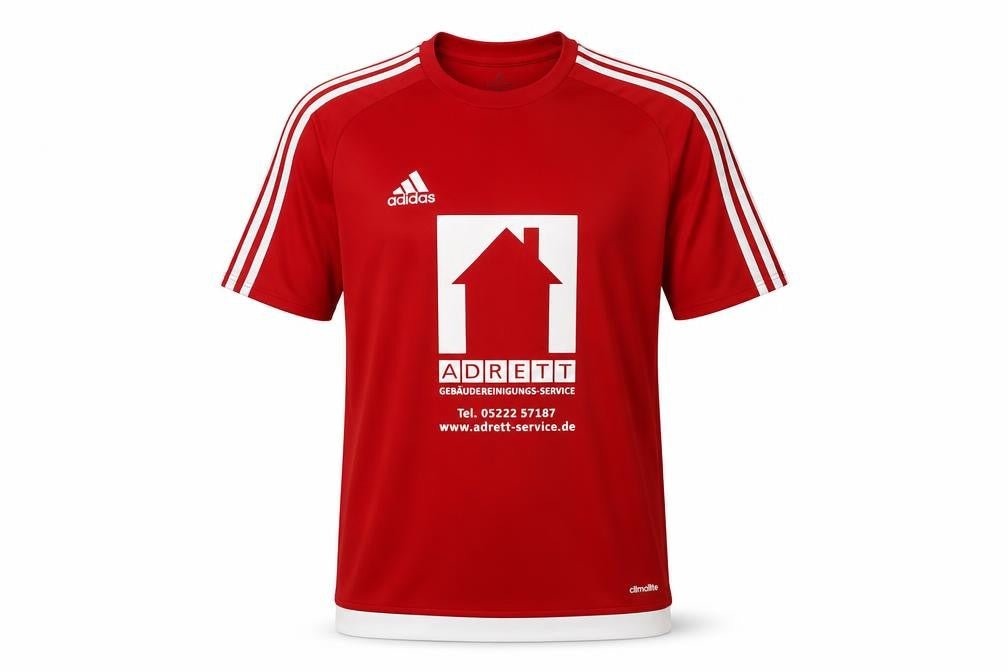 Front view of Adidas Men's Red Football Jersey, size S