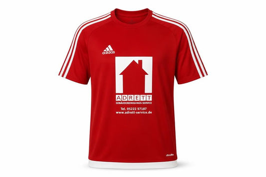 Front view of Adidas Men's Red Football Jersey, size S