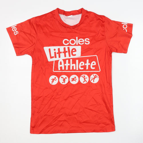 Coles Teens Red T-Shirt Size 14 Crew Neck Short Sleeve