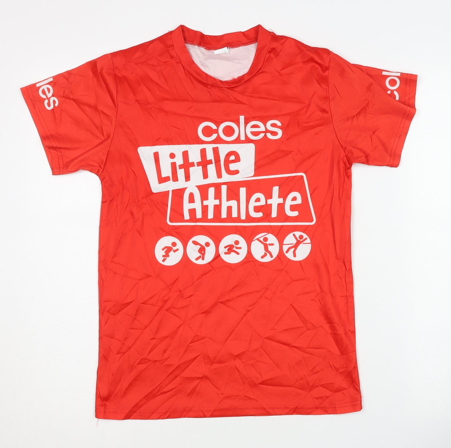 Coles Teens Red T-Shirt Size 14 Crew Neck Short Sleeve