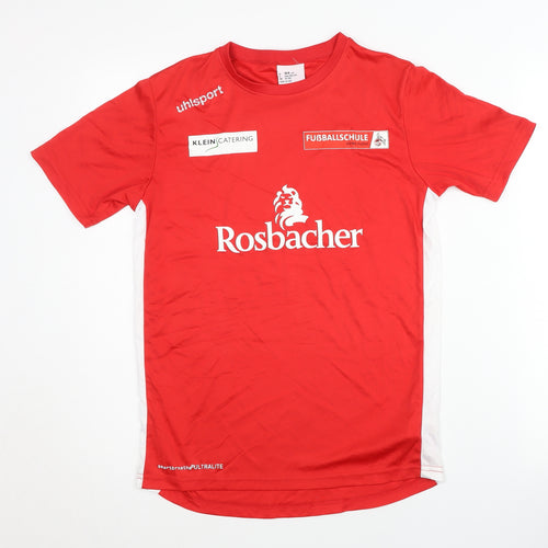 Uhlsport Boys Red T-Shirt 13-14 Years Logo Activewear