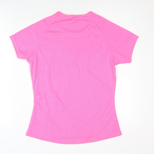 Sporty Women Pink Crew Neck T-Shirt, Size M, Lightweight