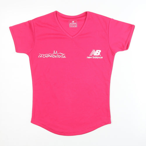New Balance Women's Pink V-Neck Activewear Top S