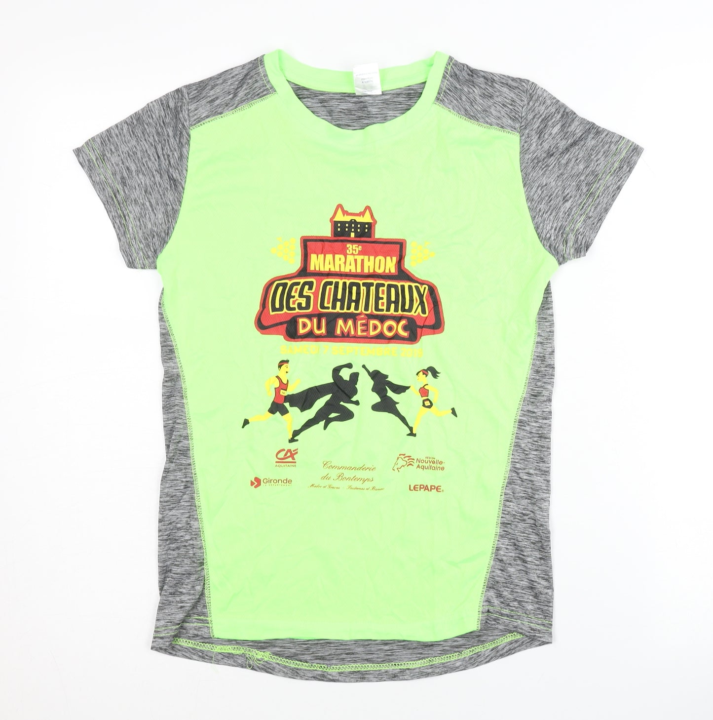 Women's Green Grey Marathon T-Shirt Size S