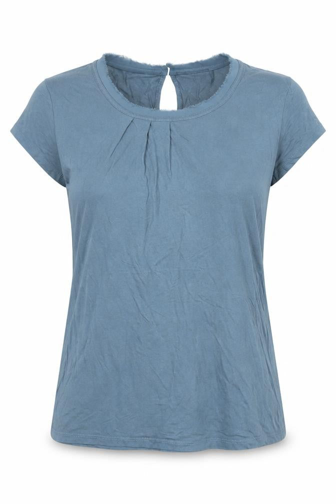 Mexx Women's Blue T-Shirt, Size 12, Casual Keyhole Neck