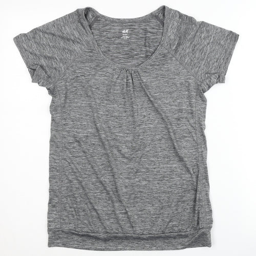 H&M Women's Grey T-Shirt S Basic Activewear