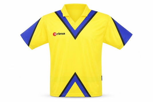 Front view of Erima Men's Yellow Football Jersey XS - Short Sleeve Sport T-Shirt